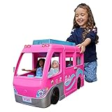 Barbie Super Abenteuer-Camper Fahrzeug, mit 7 Spielbereichen, inkl. Pool und Rutsche, 60+ Barbie-Camping-Zubehörteilen, ohne Barbie Puppe, Geschenk, ab 3 Jahren geeignet, HCD46