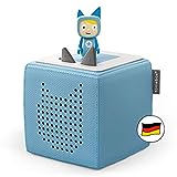 tonies Toniebox Starter Set inkl. 1 Kreativ Figur – Audioplayer für Hörbücher und Lieder für Kinder, einfach zu bedienende kabellose Musikbox BZW. Lautsprecher, 7 Std. Akku, Hellblau