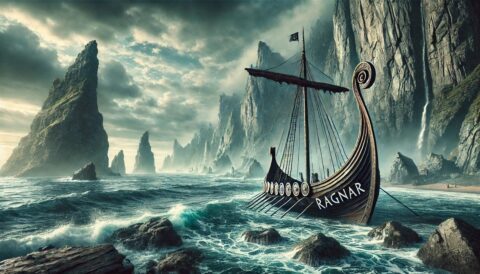 DALL·E 2024 09 03 12.40.44 A photorealistic key visual for a magazine article about Viking names for boys and girls. The scene features a rugged Nordic coastline with a traditio