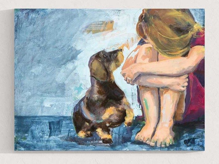 Tamara Tavella Art Kinder Tiere verkaeufliche Kunst freie Kunstwerke Maedchen Hund