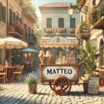 DALL·E 2024 06 19 00.04.08 A photorealistic key visual for a magazine article about Italian names for boys. The scene features a charming Italian street with a traditional gelat